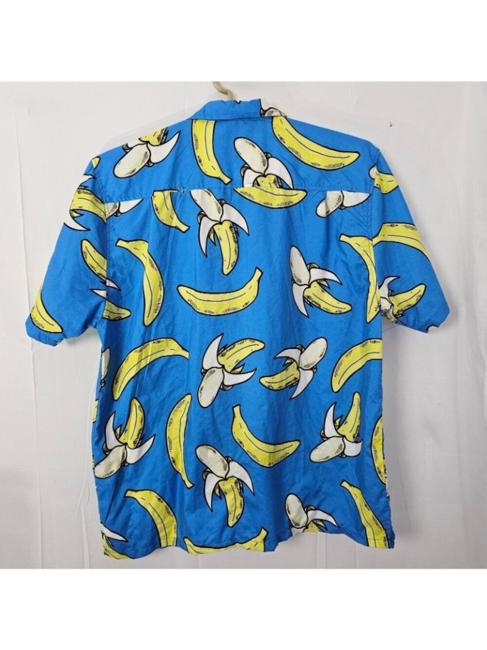 Uzzi Button Up Shirt Mens L Blue Short Sleeve Graphic Print Top Beach Peasant - Picture 2 of 10